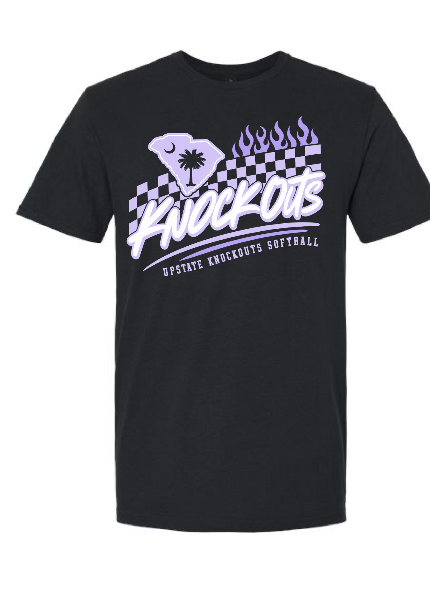 Upstate Knockouts Softball Checkered Flames Tee