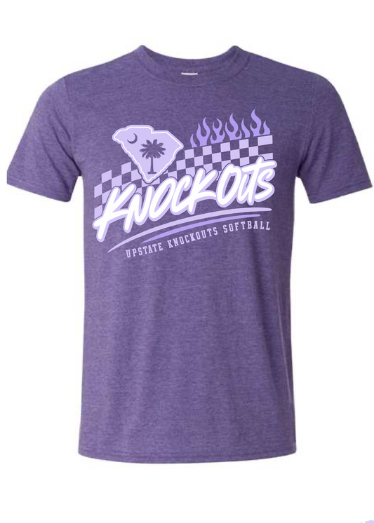 Upstate Knockouts Softball Checkered Flames Tee