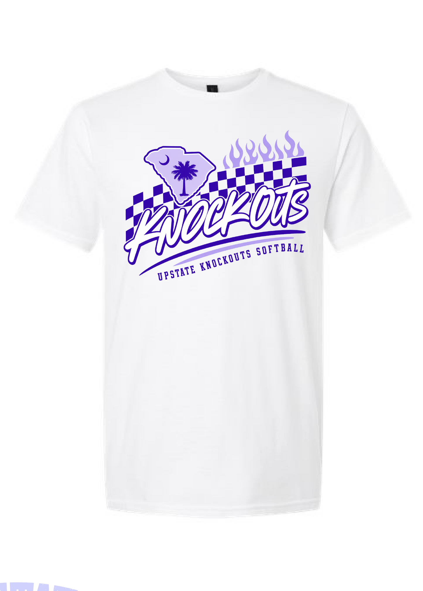 Upstate Knockouts Softball Checkered Flames Tee