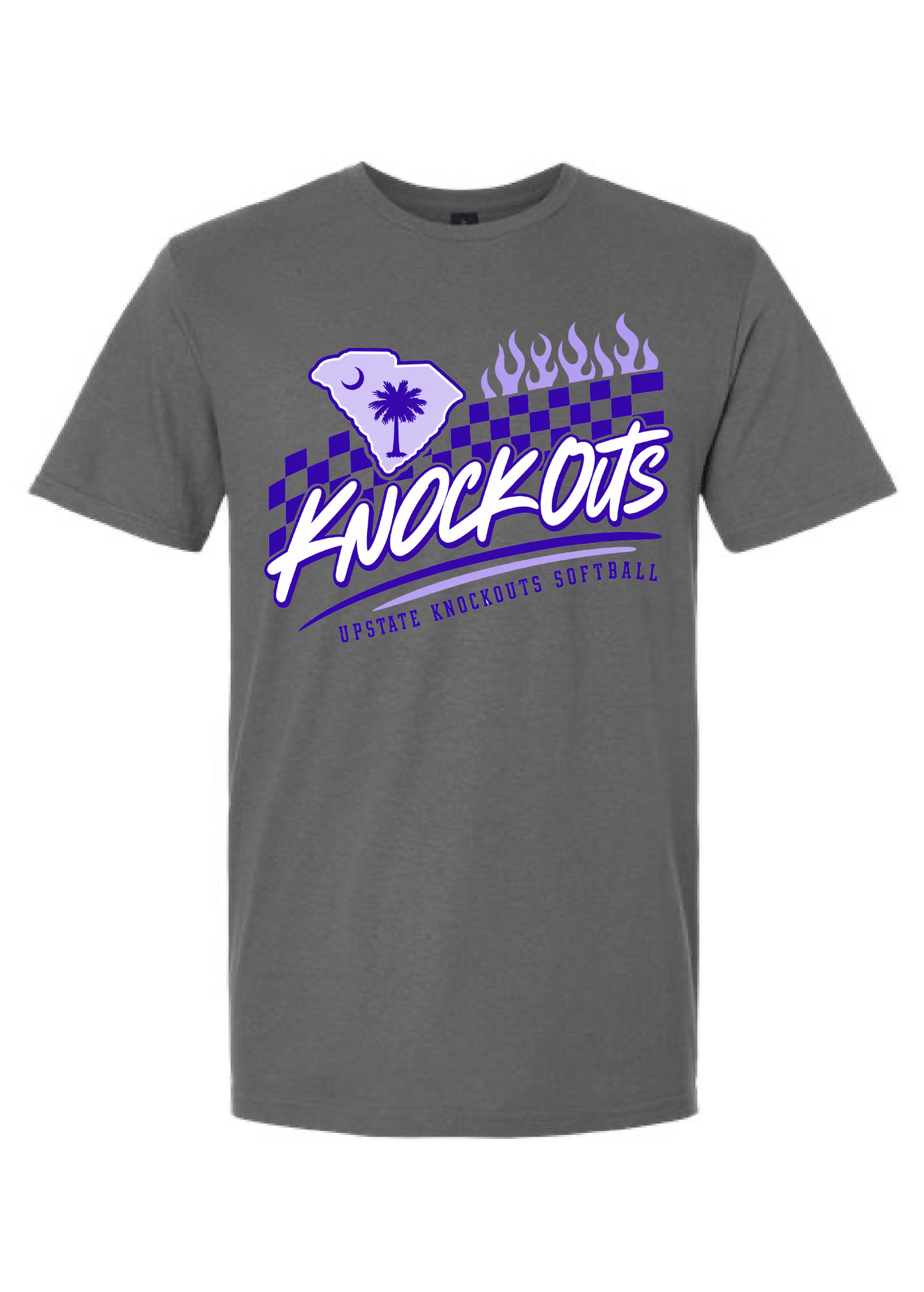 Upstate Knockouts Softball Checkered Flames Tee