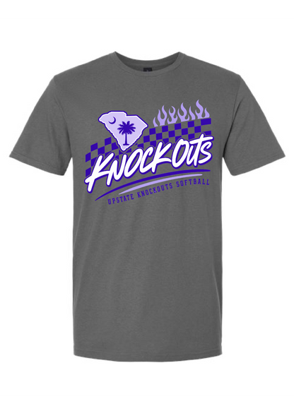 Upstate Knockouts Softball Checkered Flames Tee