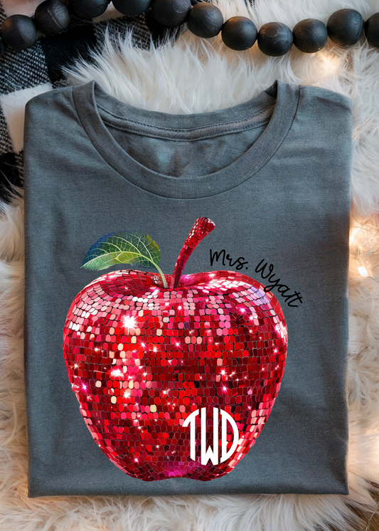 Disco Teacher Apple Monogram