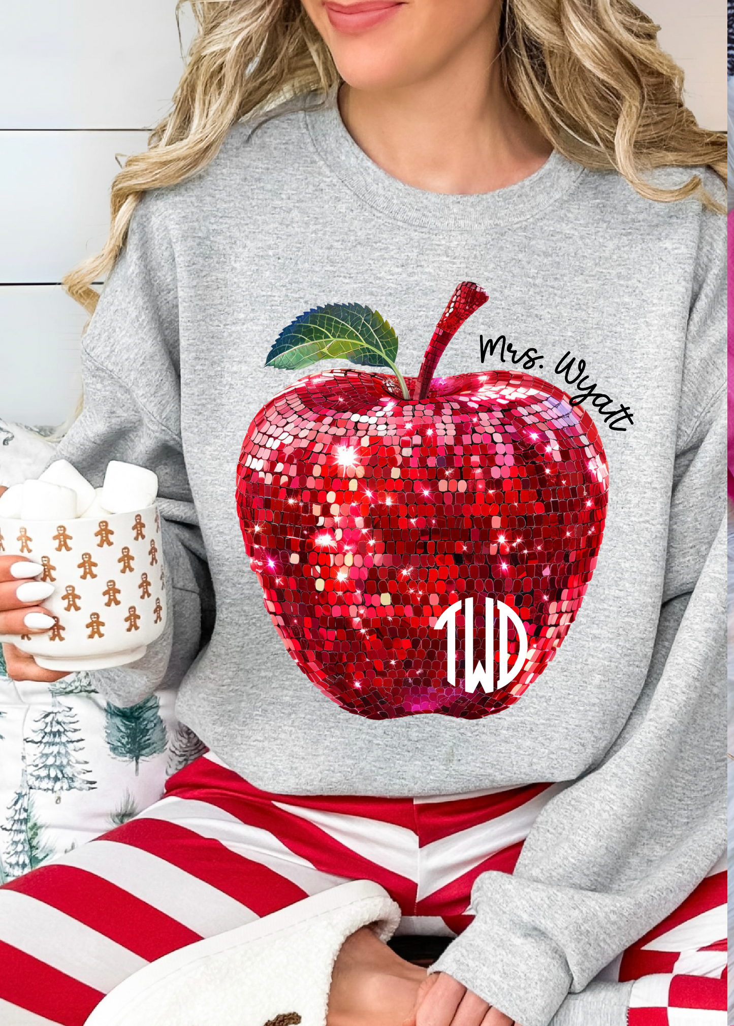 Disco Teacher Apple Monogram