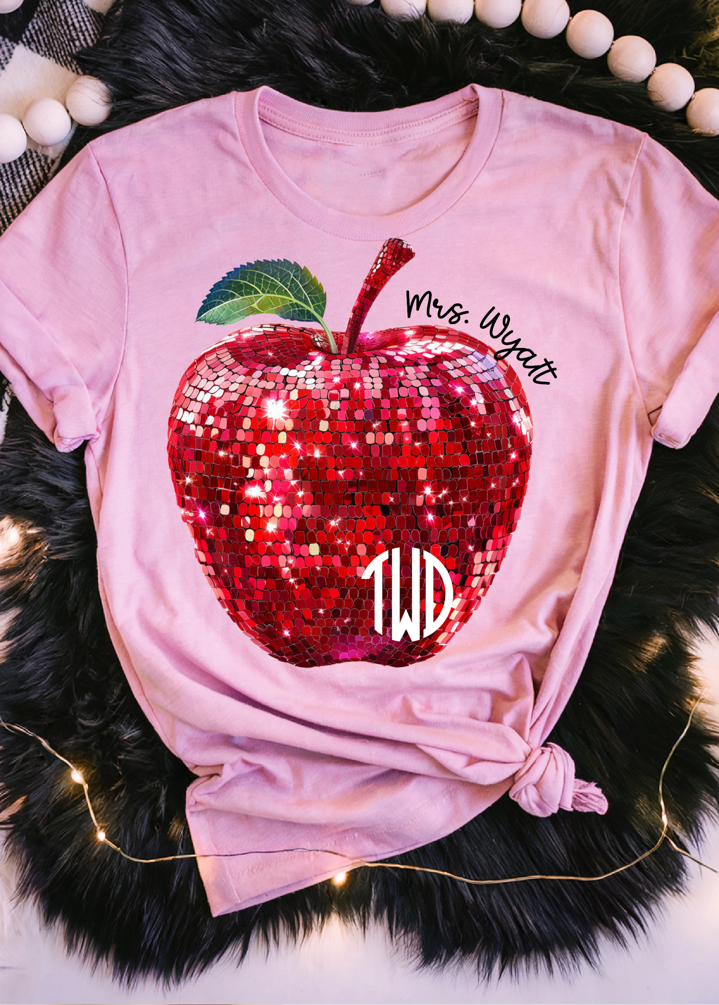 Disco Teacher Apple Monogram