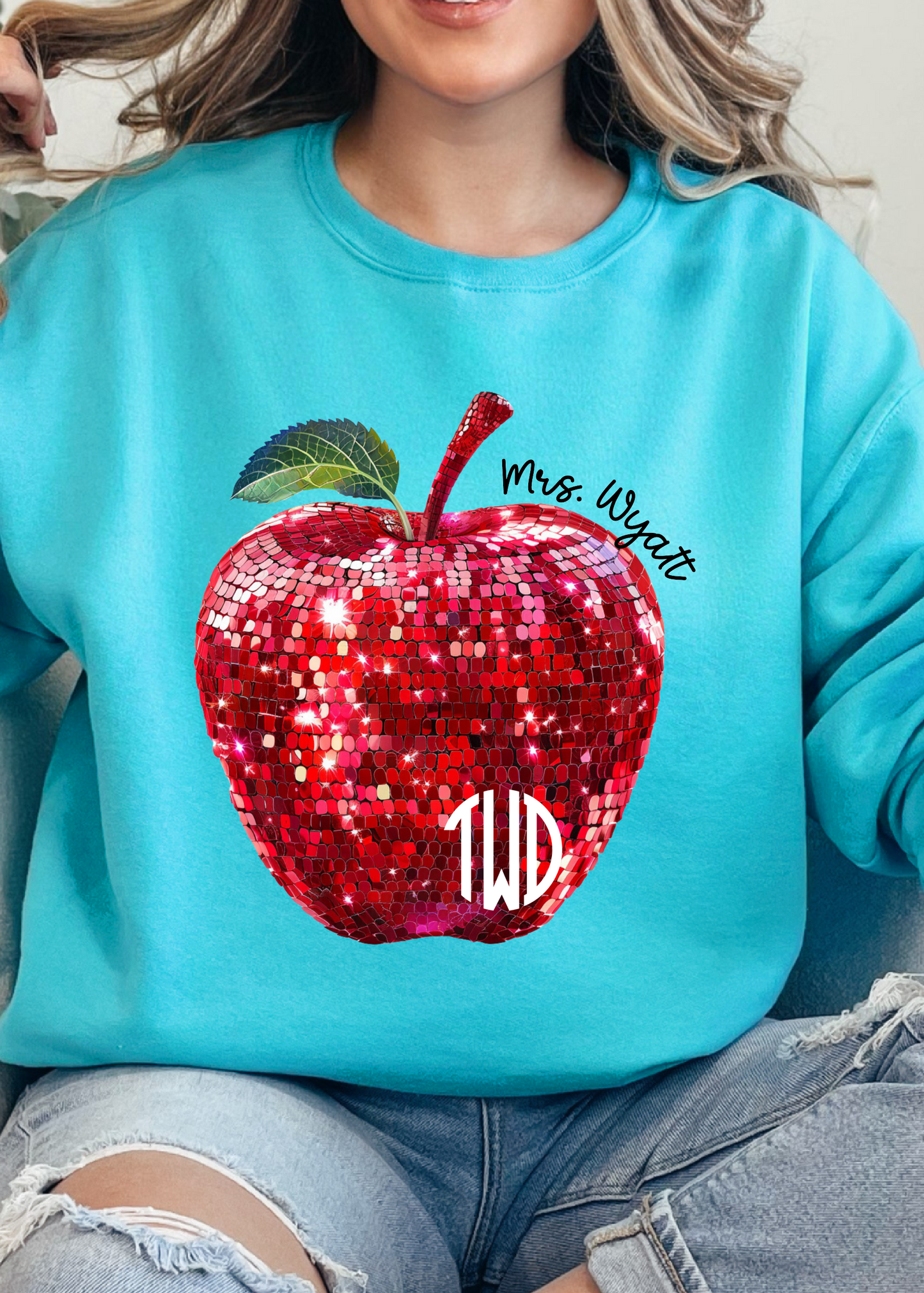 Disco Teacher Apple Monogram