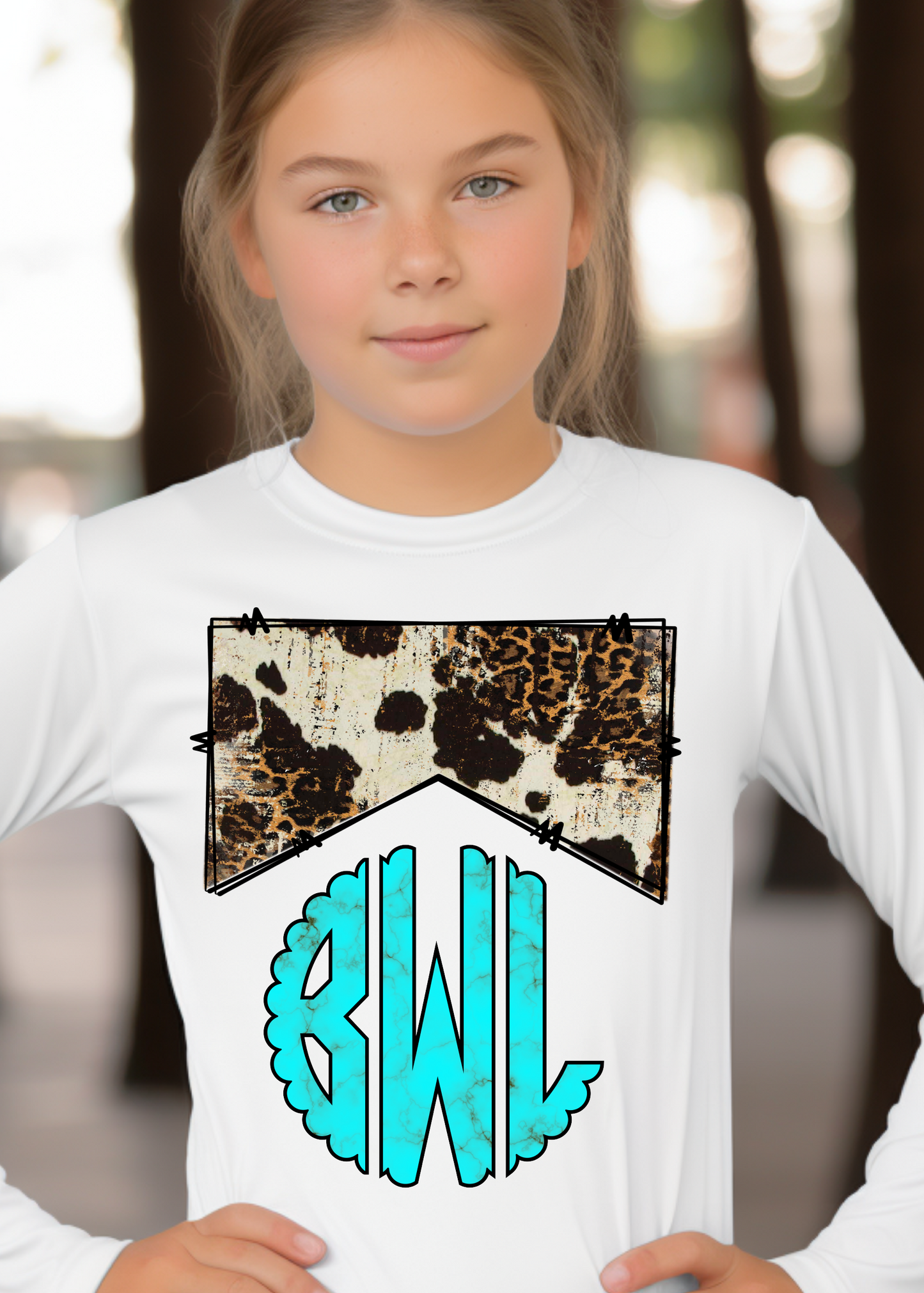 Cow Print & Turquoise Monogram