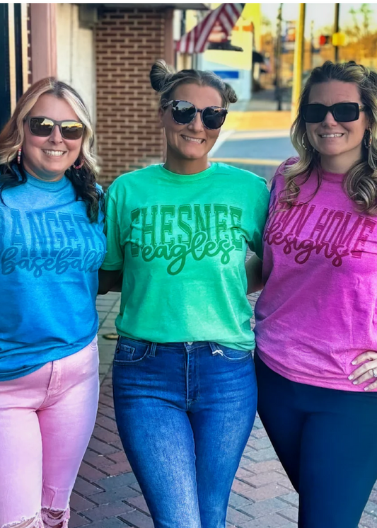 2-Line Tone On Tone Sublimation Graphic Tee