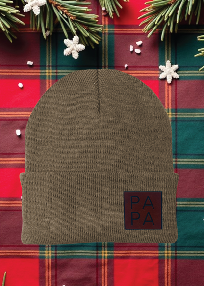 Custom Leather Patch Solid Beanie