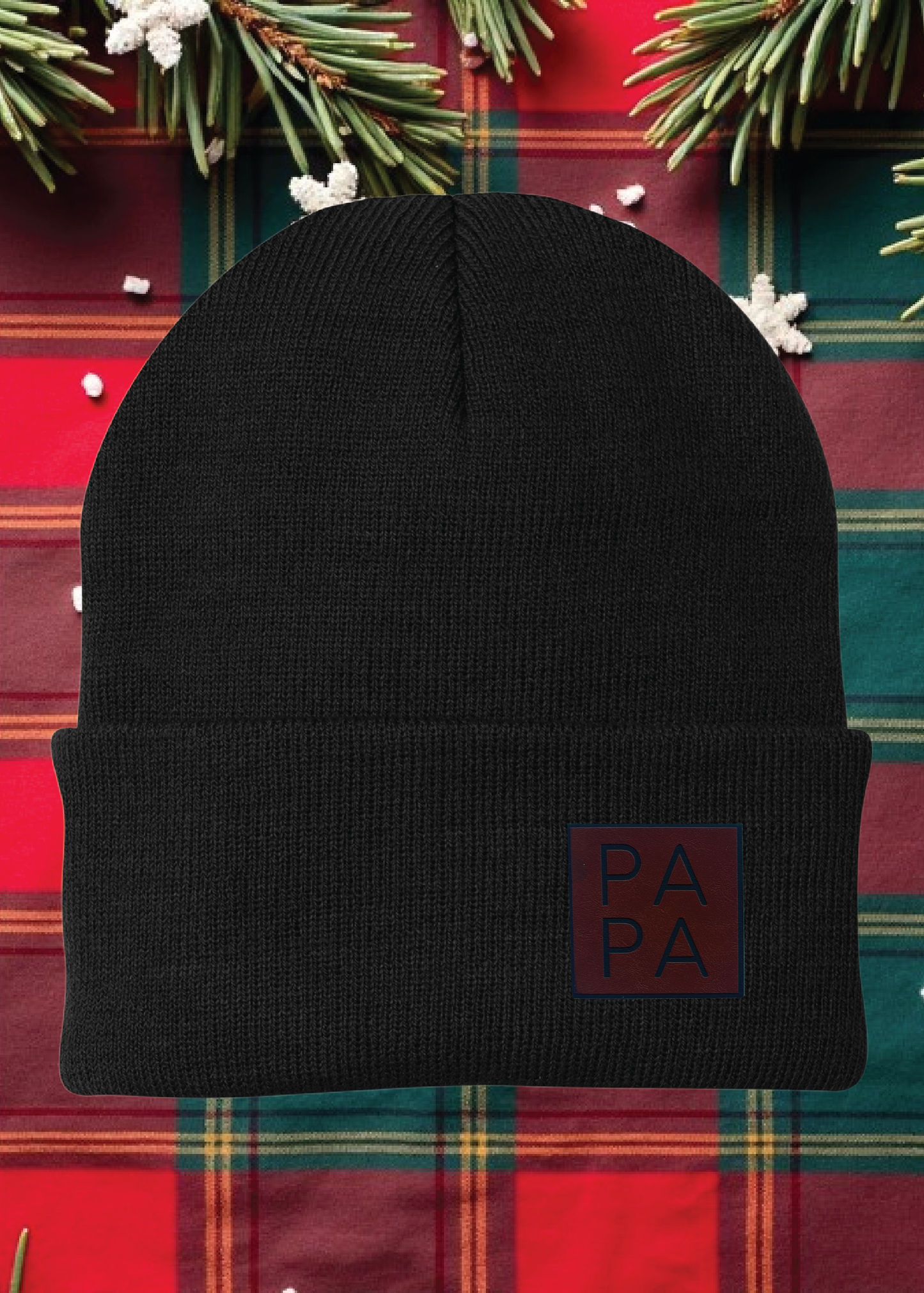 Custom Leather Patch Solid Beanie