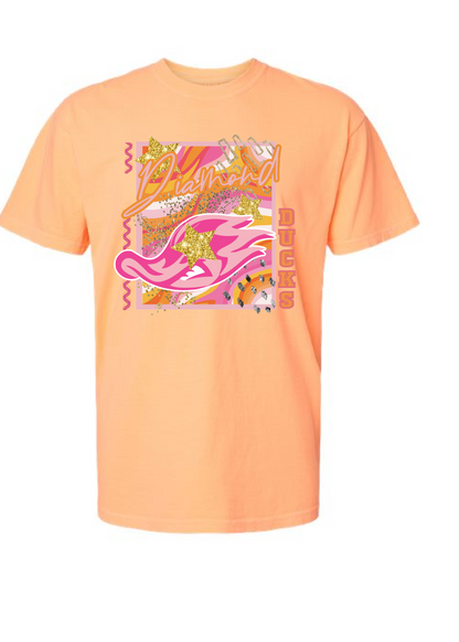 Comfort Color Abstract Pink/Orange Ducks Tee