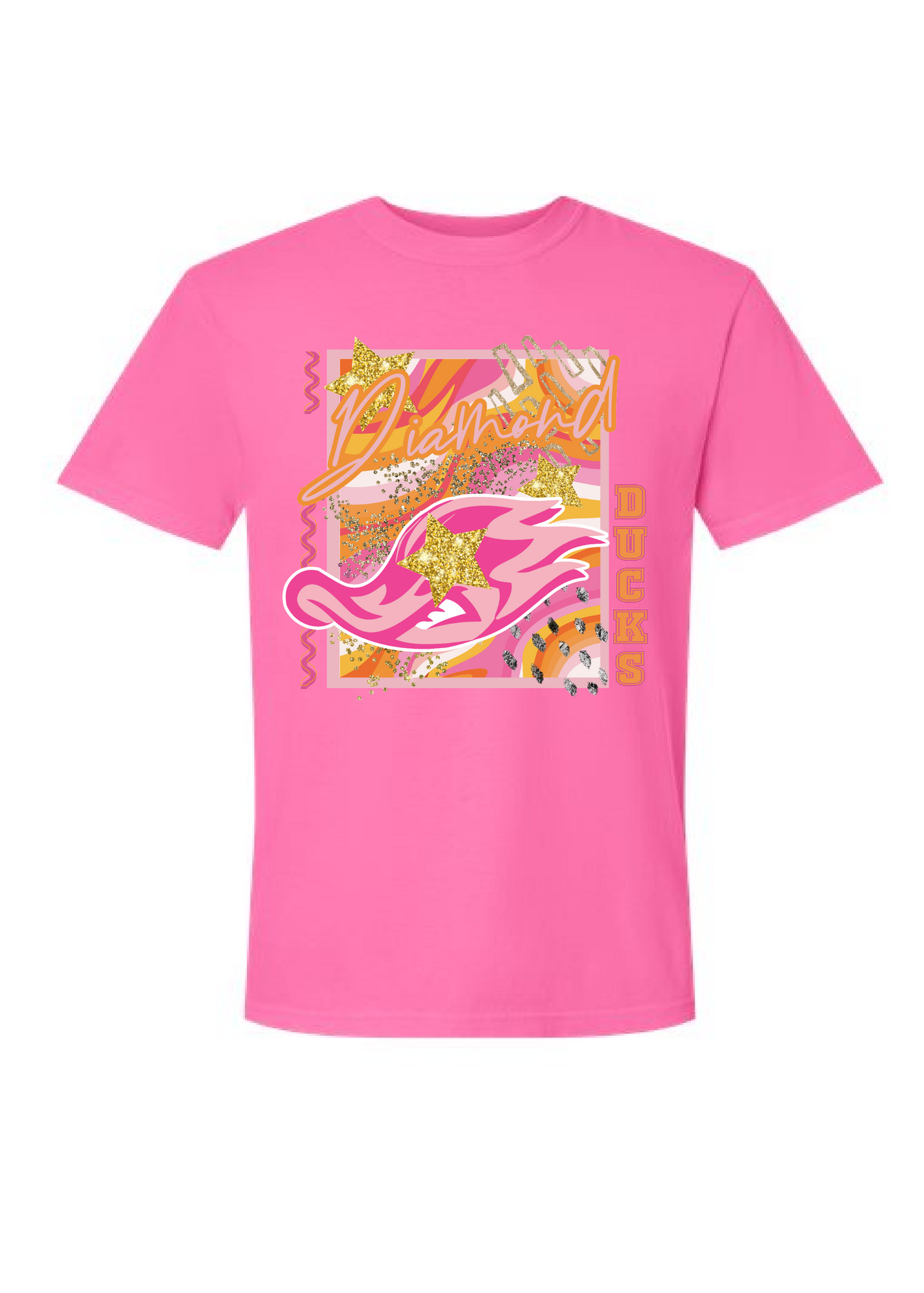 Comfort Color Abstract Pink/Orange Ducks Tee