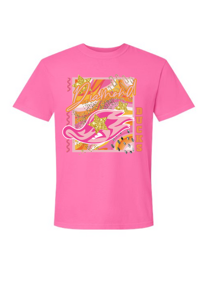 Comfort Color Abstract Pink/Orange Ducks Tee