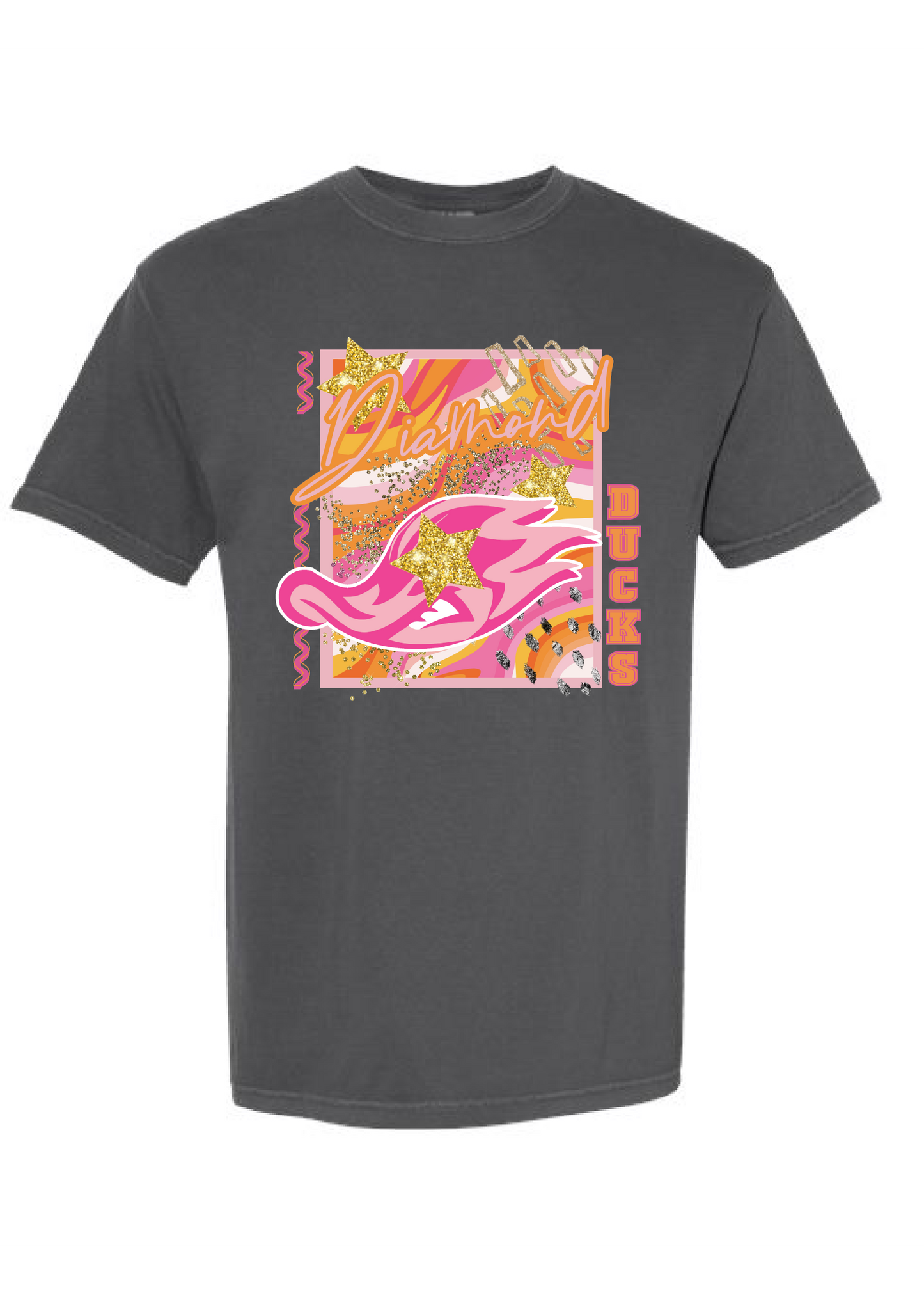 Comfort Color Abstract Pink/Orange Ducks Tee