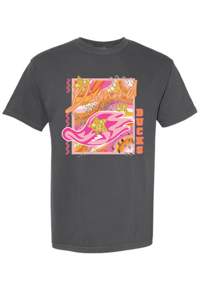 Comfort Color Abstract Pink/Orange Ducks Tee