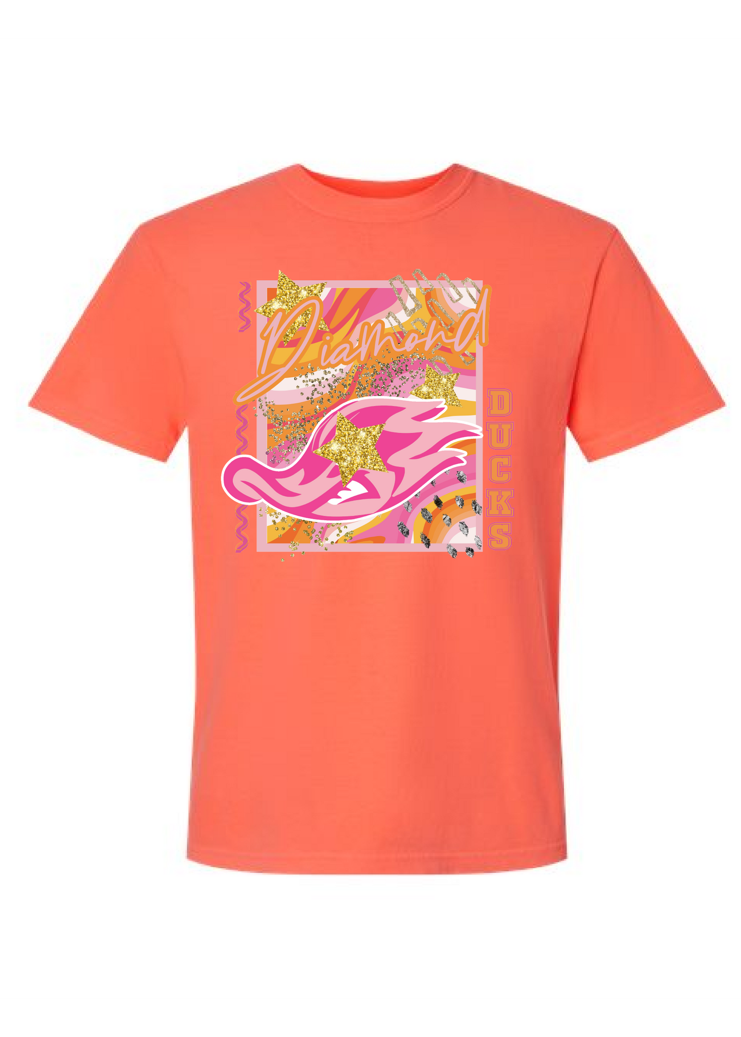 Comfort Color Abstract Pink/Orange Ducks Tee