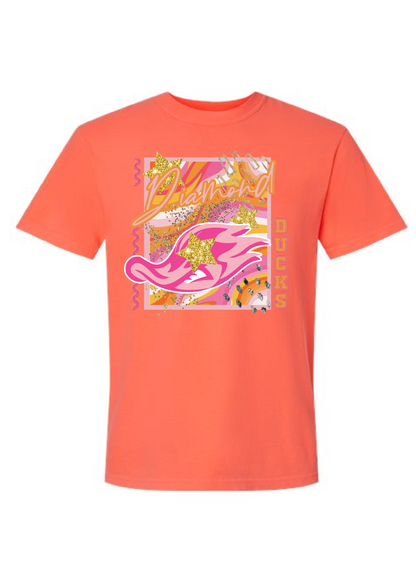 Comfort Color Abstract Pink/Orange Ducks Tee