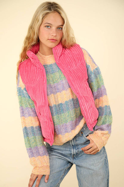 Zig-Zag Corduroy Puffer Vest