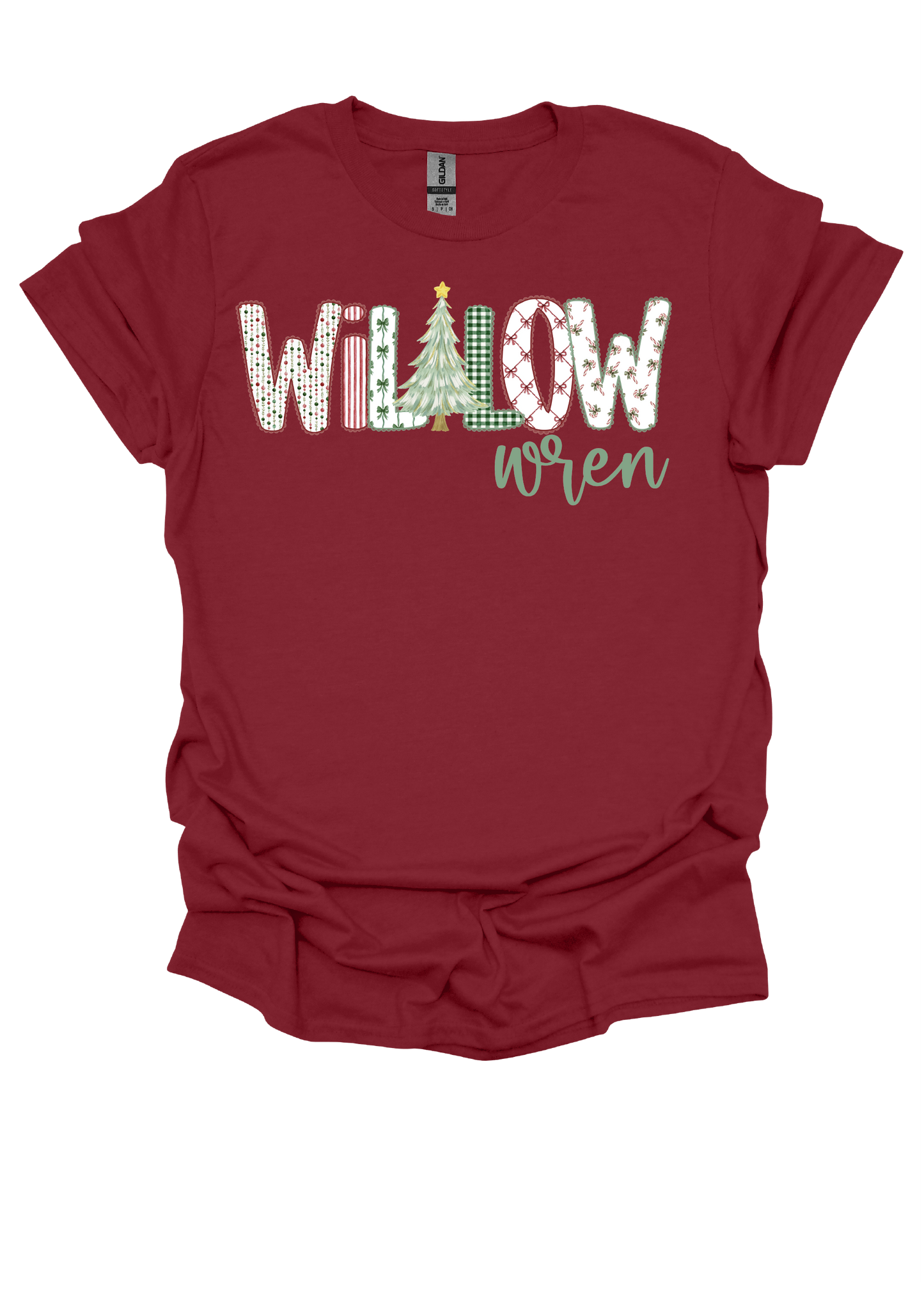 Christmas Floral Alpha Personalized Graphic Tee