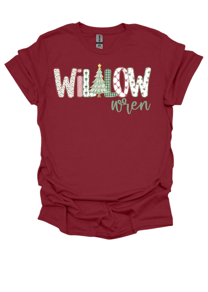 Christmas Floral Alpha Personalized Graphic Tee