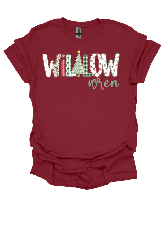 Christmas Floral Alpha Personalized Graphic Tee