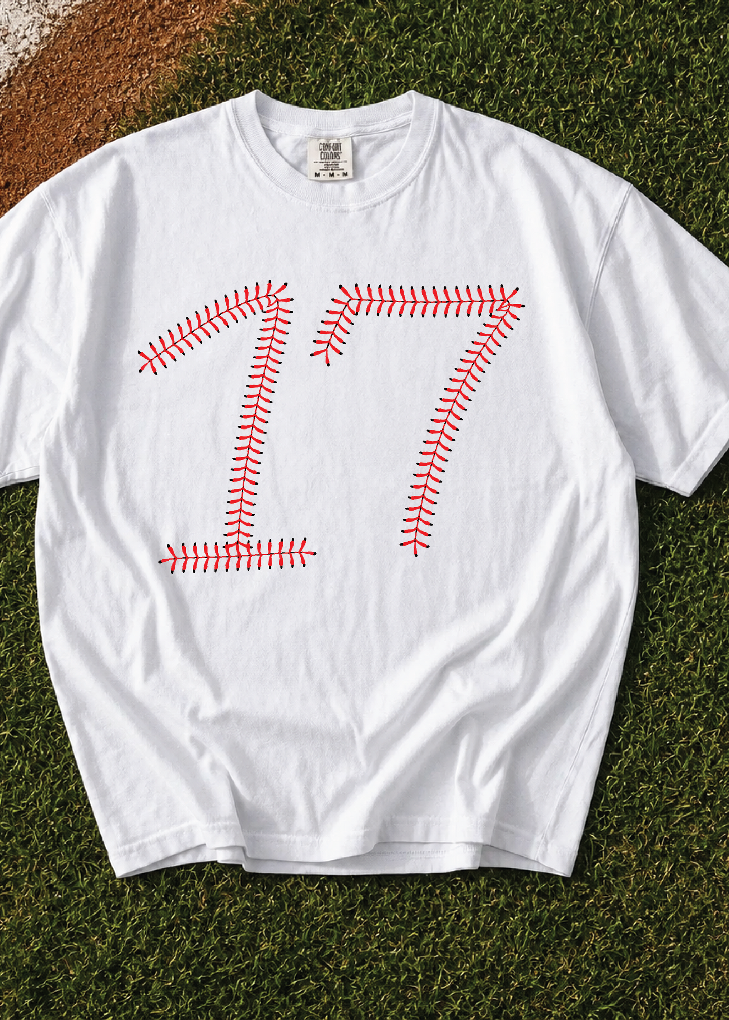 Comfort Color Baseball Stitch Number Tee