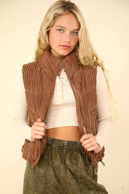 Zig-Zag Corduroy Puffer Vest