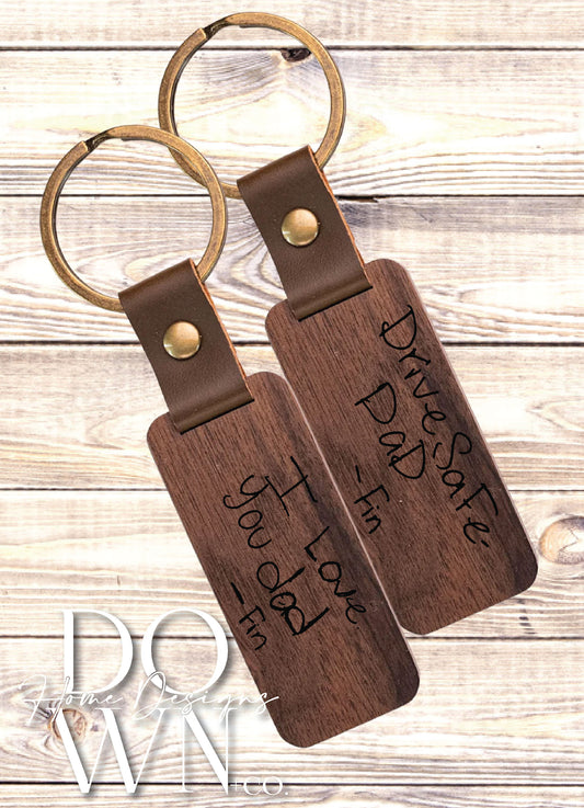 Handwritten Black Walnut Keepsake Keychain