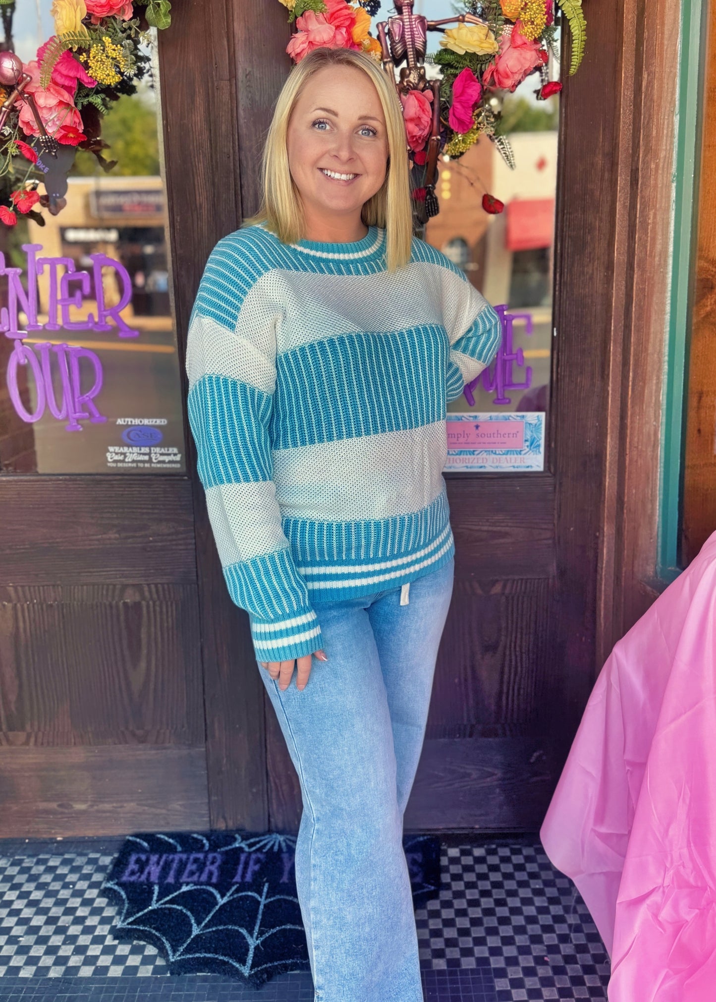 Two-Toned Drop Shoulder Loose Sweater