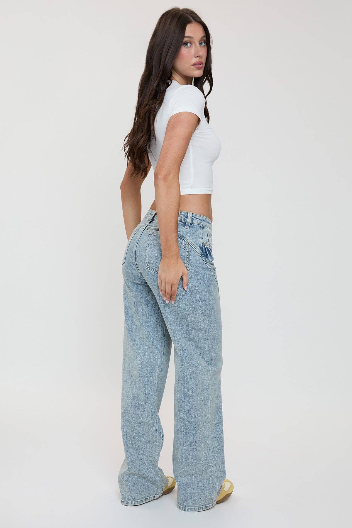 Luxe Bella Seam Detail Wide Leg Jeans-P073199