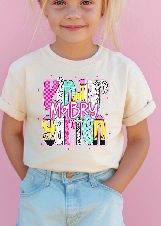 Pink Checker Back to School Grade & Name Tee