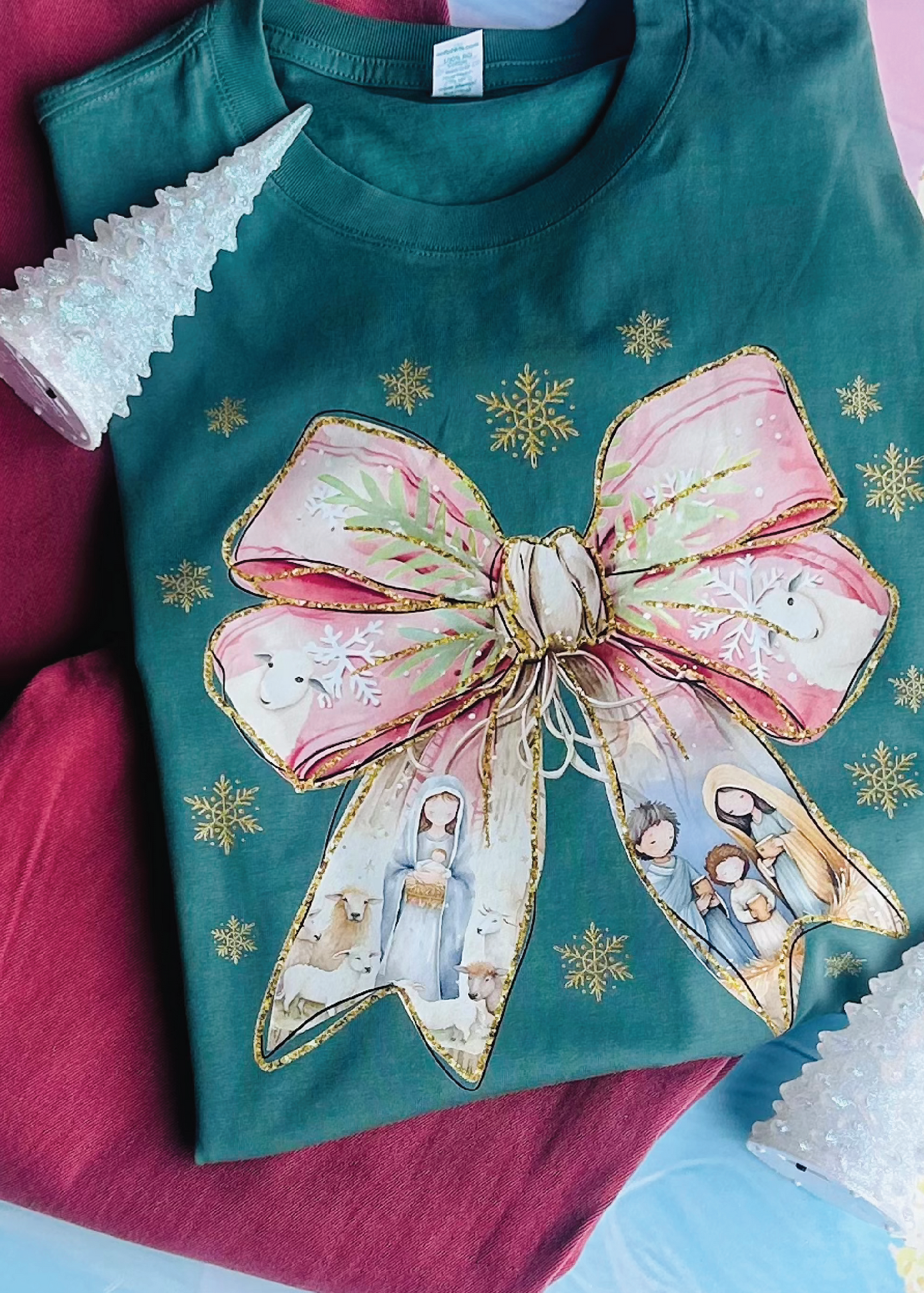 Christmas Bow Comfort Color Tee