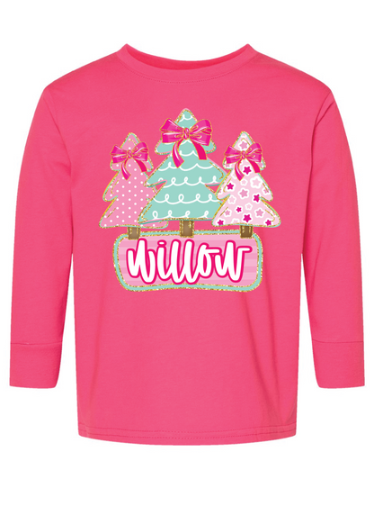 Christmas Trees Namedrop Long Sleeve