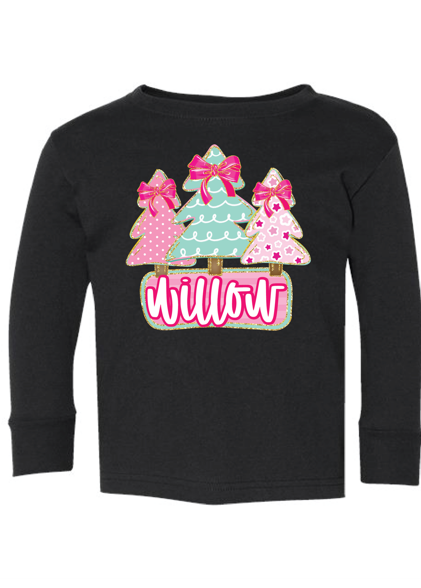 Christmas Trees Namedrop Long Sleeve