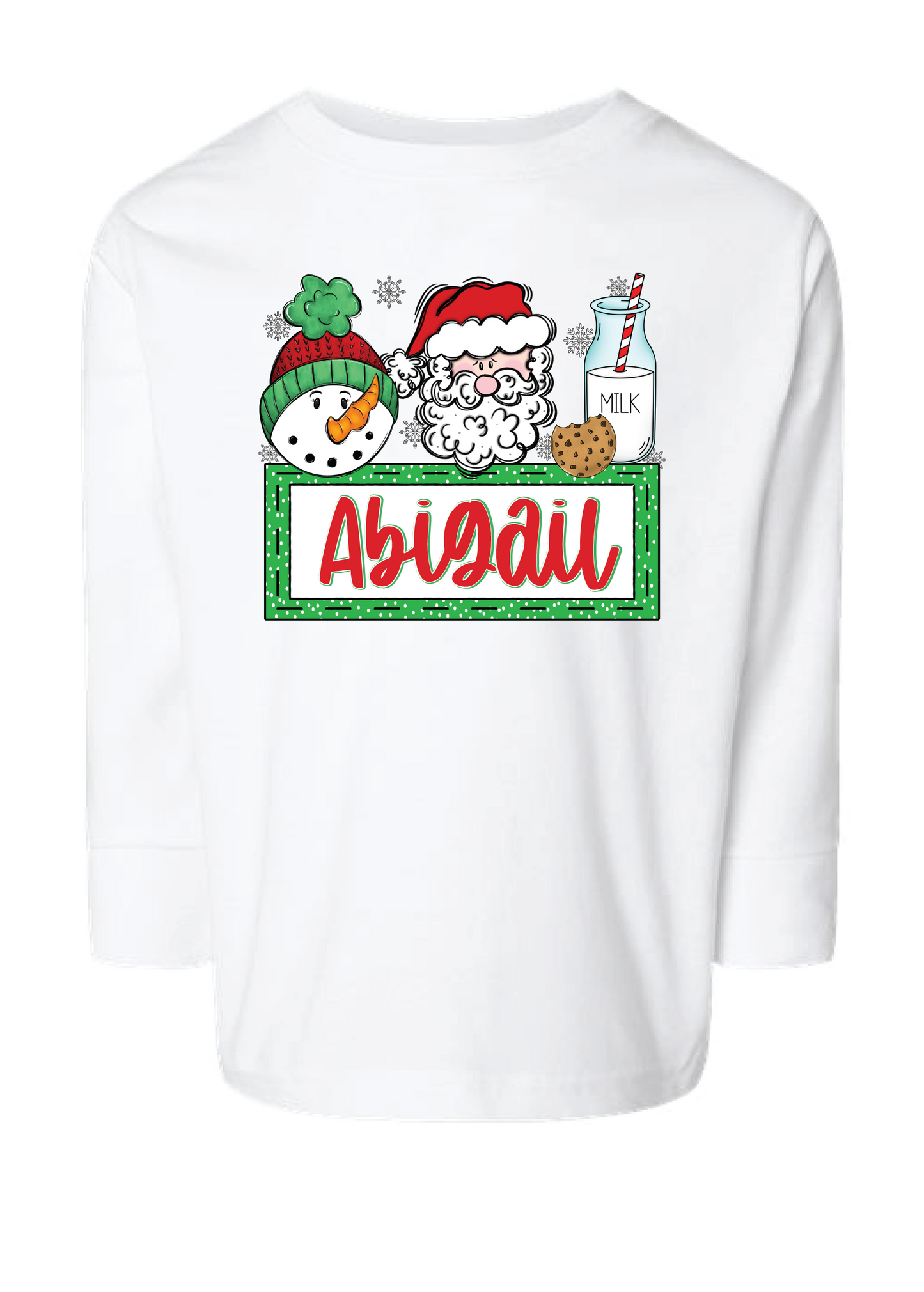 Christmas Cookies and Milk Name Drop Long Sleeve