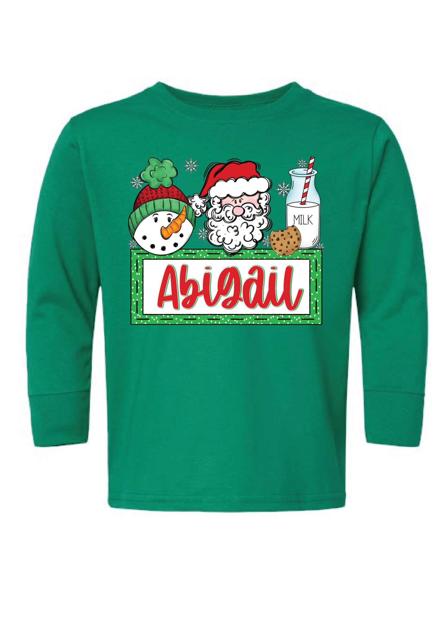 Christmas Cookies and Milk Name Drop Long Sleeve