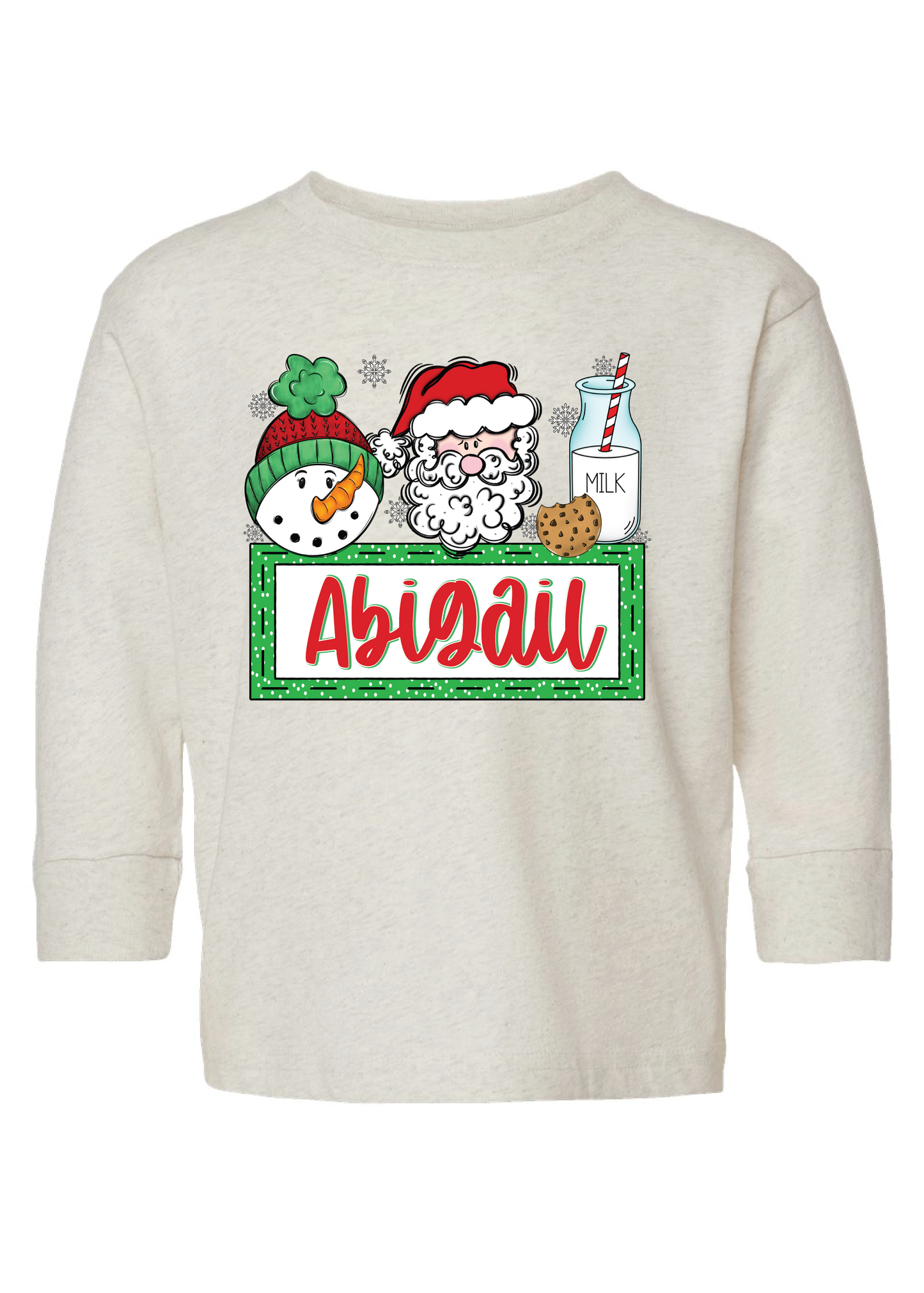 Christmas Cookies and Milk Name Drop Long Sleeve