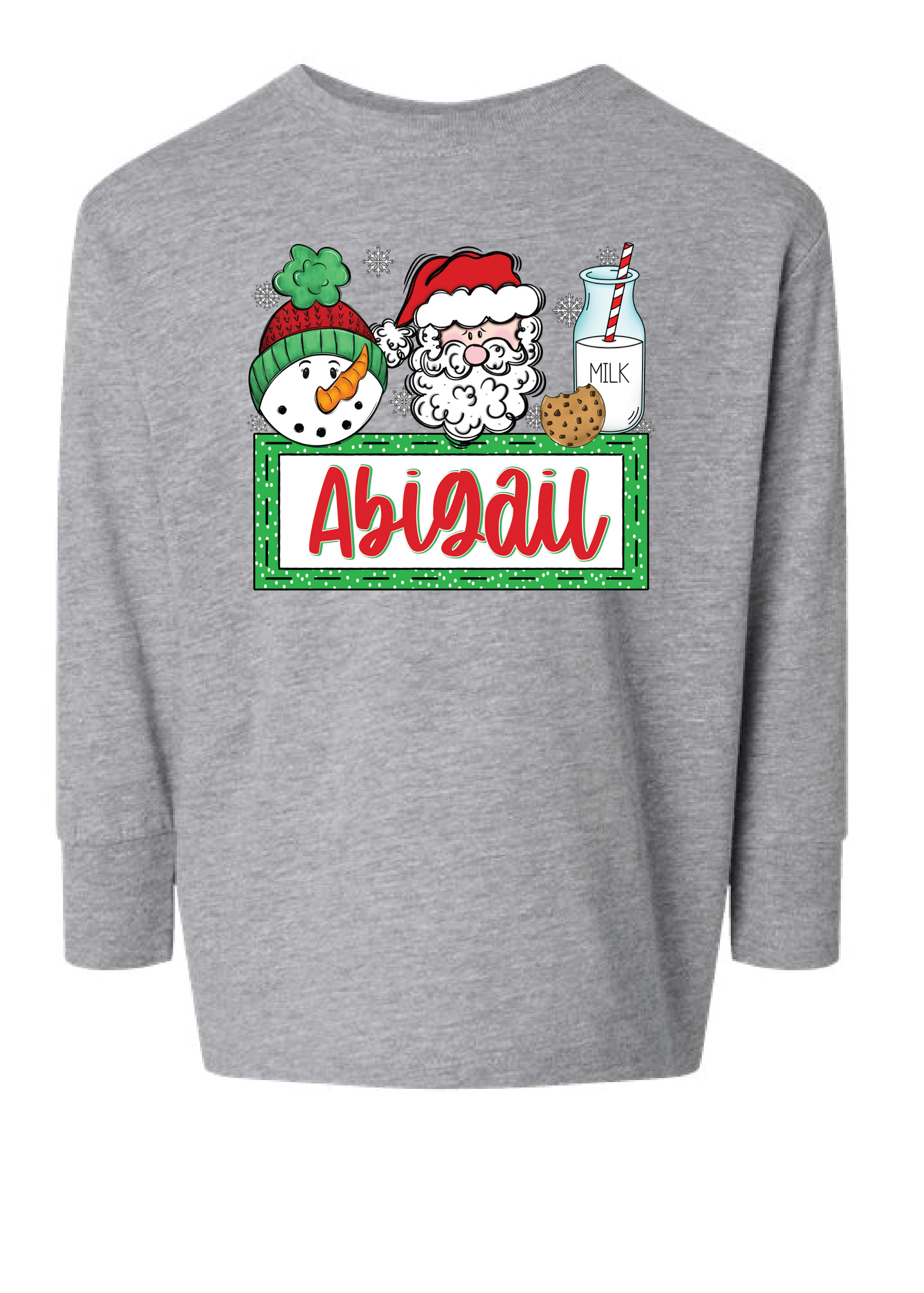 Christmas Cookies and Milk Name Drop Long Sleeve