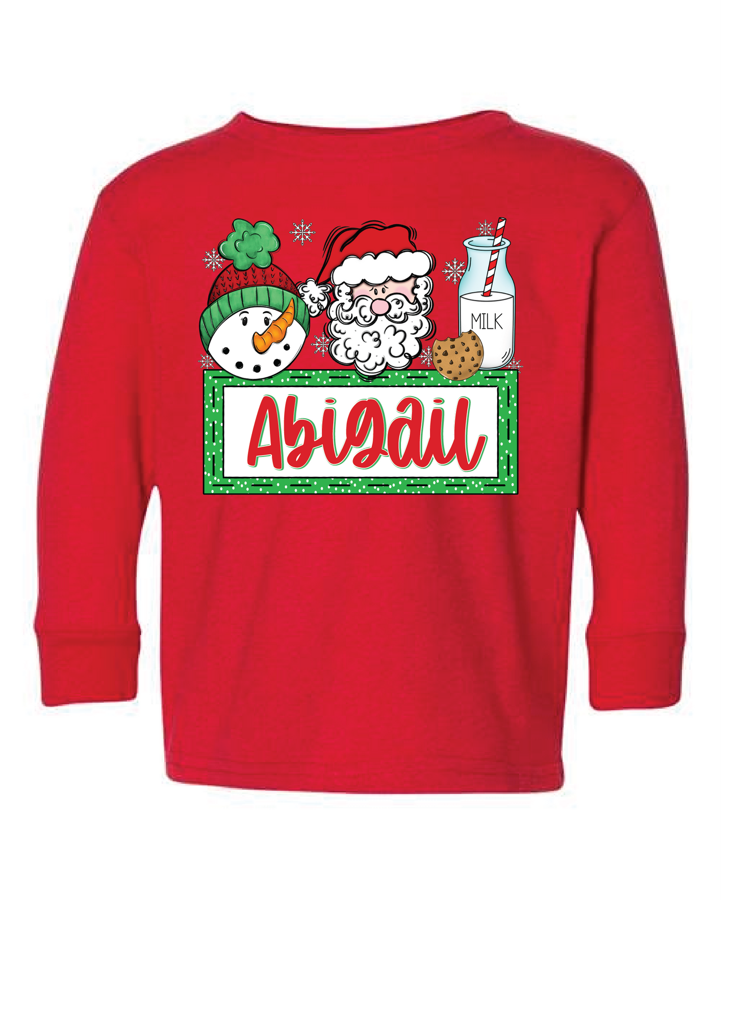 Christmas Cookies and Milk Name Drop Long Sleeve