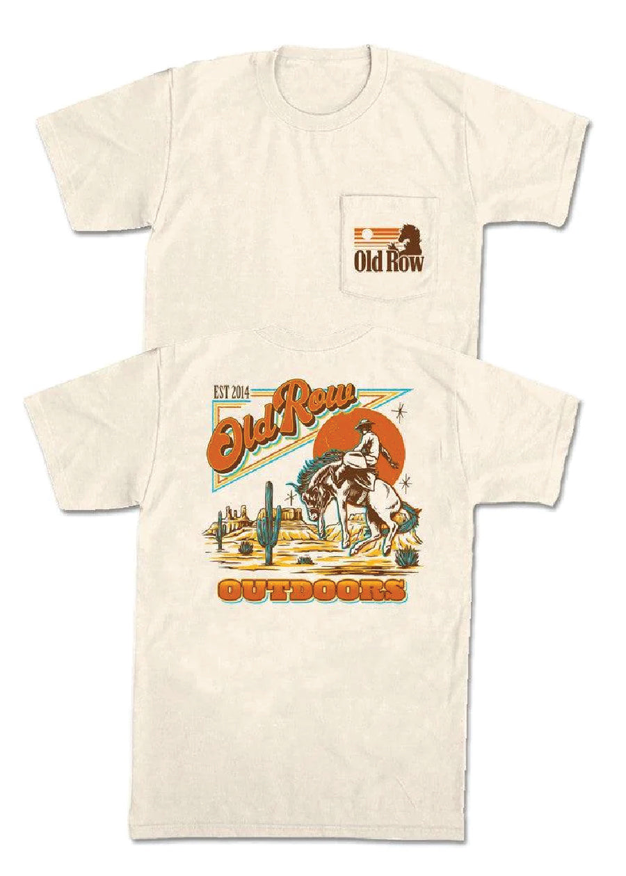 Outdoors Cowboy Banquet Ivory Pocket Tee
