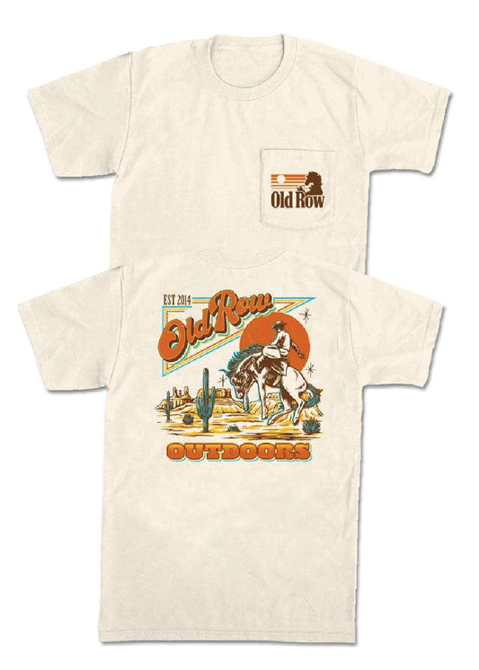Outdoors Cowboy Banquet Ivory Pocket Tee