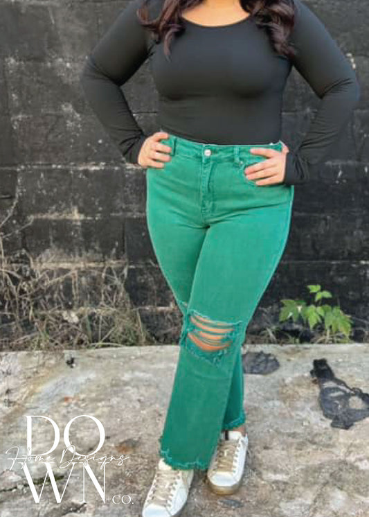 Distressed + Cropped Denim Pants