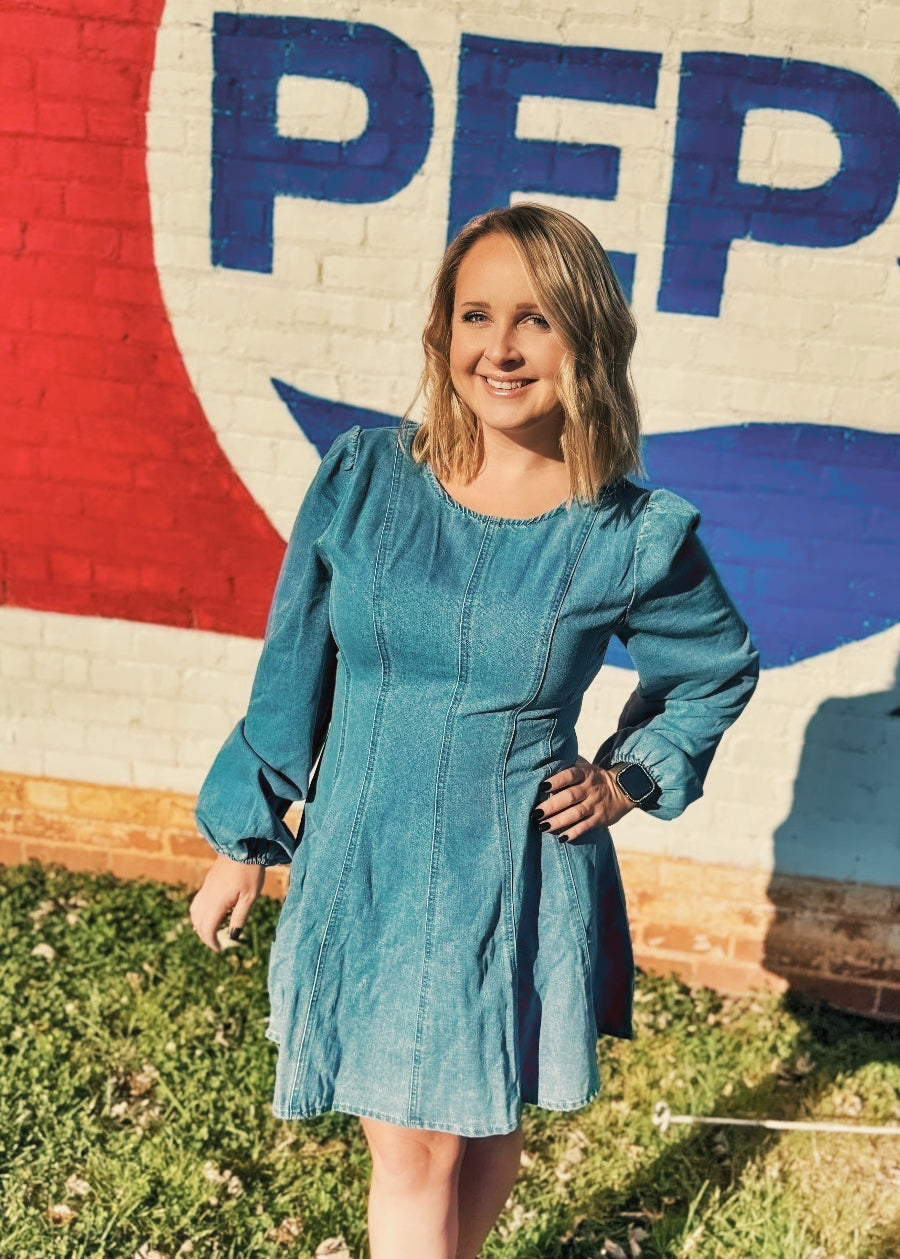 Mineral Washed Denim Mini Dress