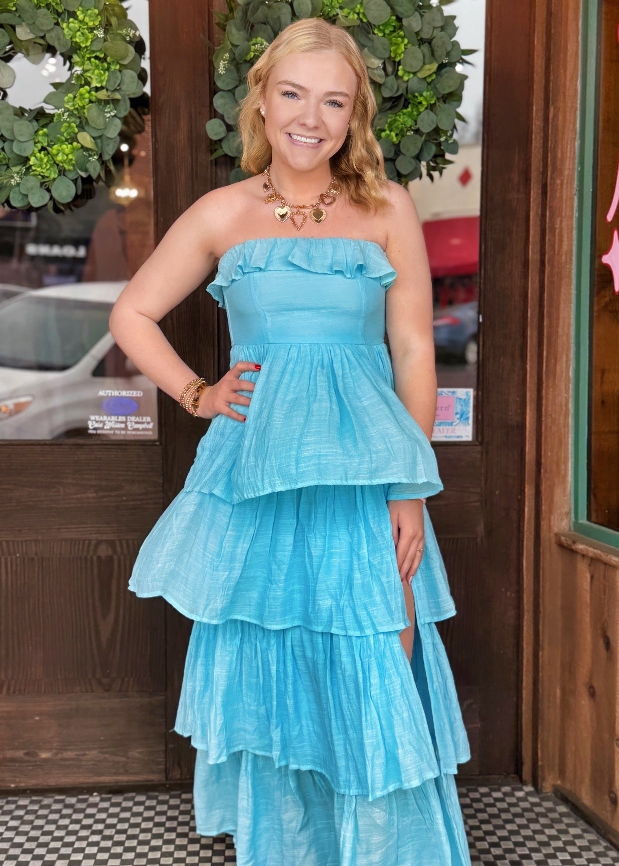 Tiered Strapless Ruffle Dress