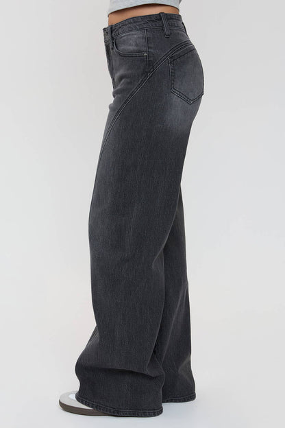Luxe Bella Seam Detail Wide Leg Jeans-P073199