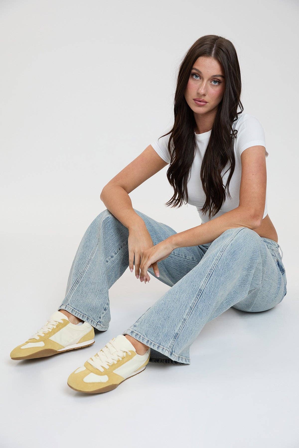 Luxe Bella Seam Detail Wide Leg Jeans-P073199