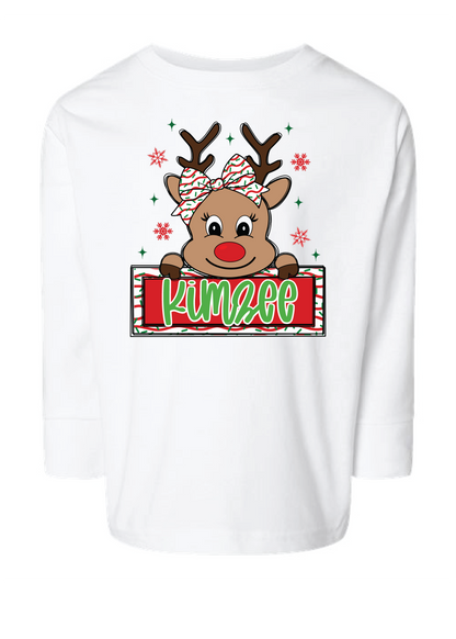 Girl Reindeer Namedrop Long Sleeve