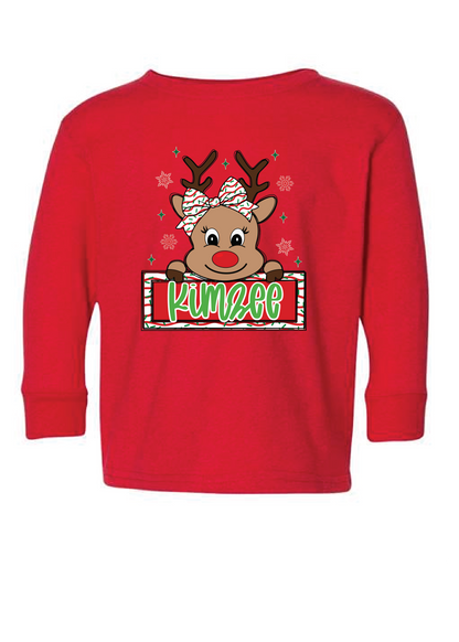 Girl Reindeer Namedrop Long Sleeve