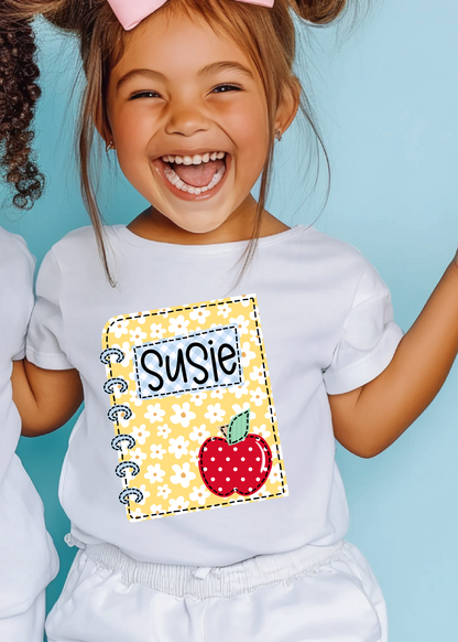 GIRL Personalized School Notebook Graphic Tee