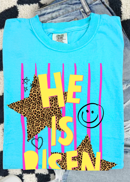 He Is Risen Neon Comfort Color Tee