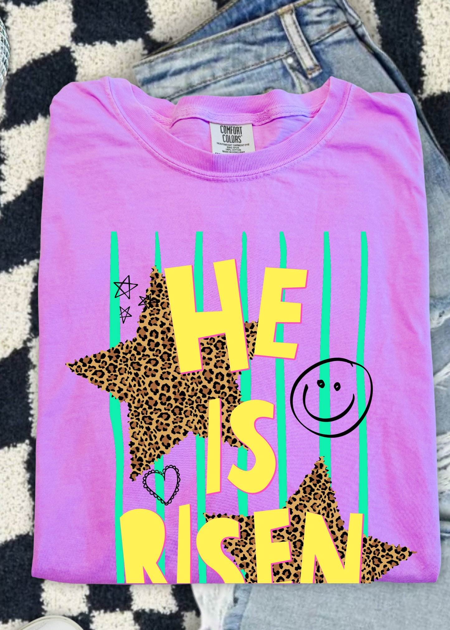 He Is Risen Neon Comfort Color Tee